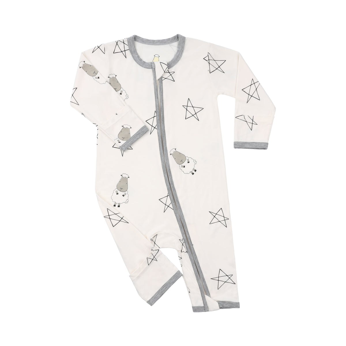 Romper Zip Big Star & Sheepz Yellow with Grey Border