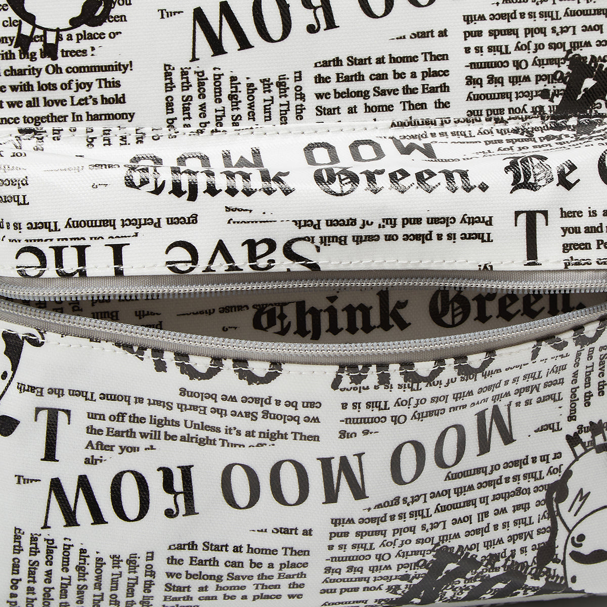 Baa Baa Sheepz Backpack Newspaper White - Medium