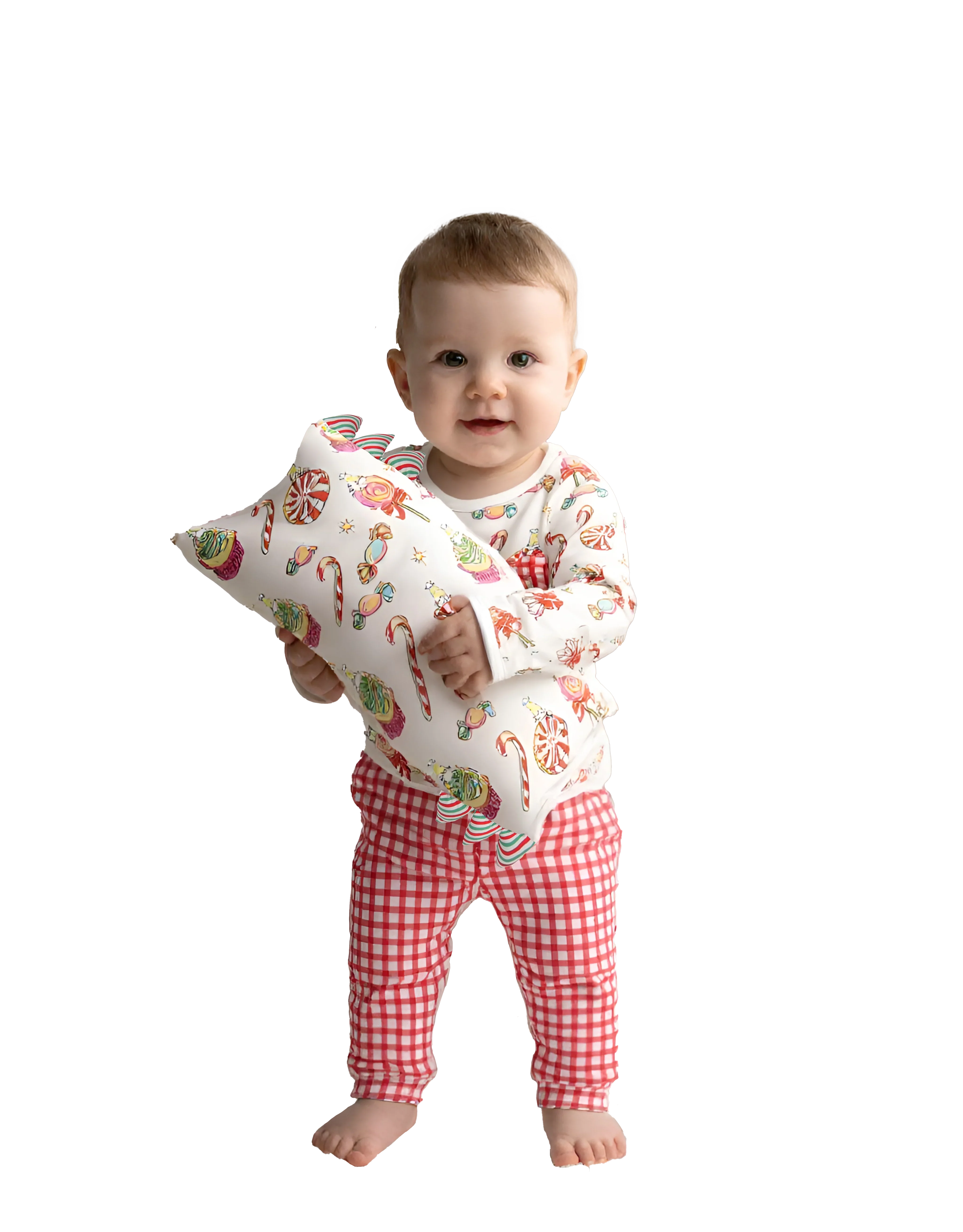 Pyjamas Set Christmas 3 White + Checkers Red