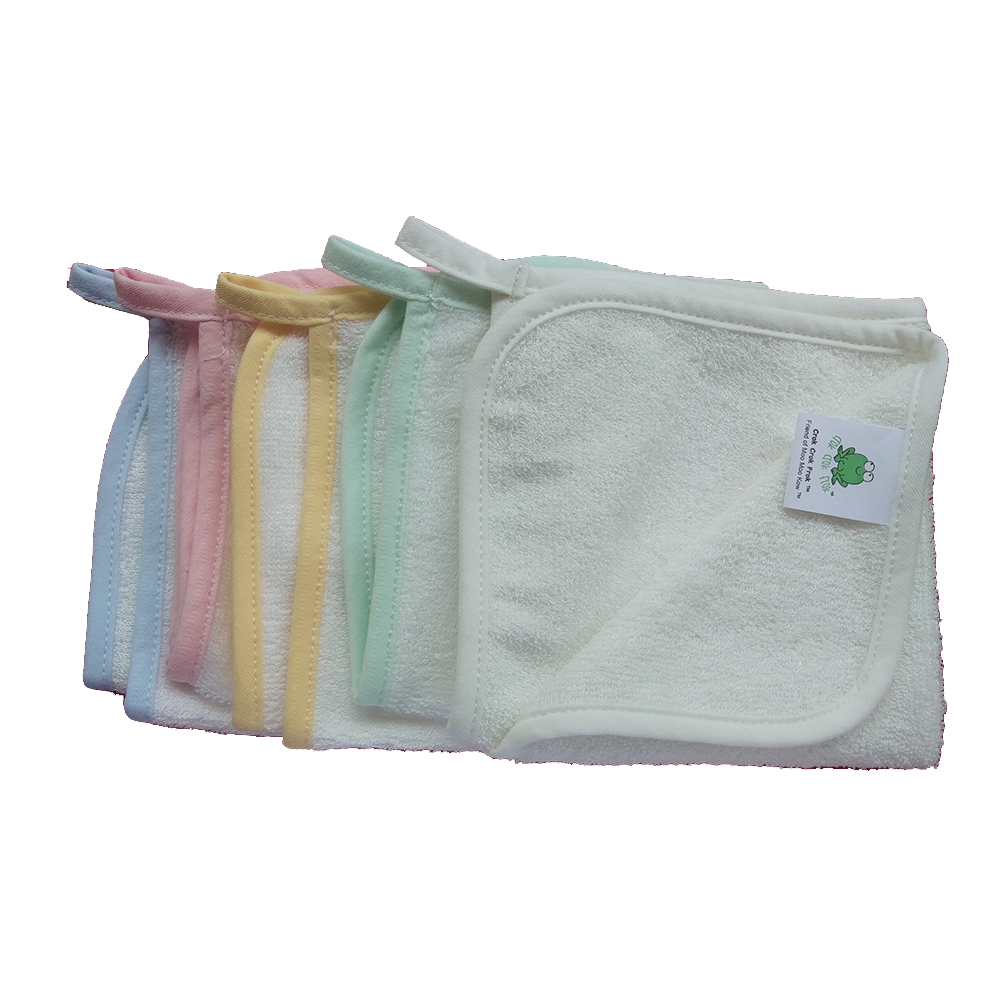 CrokCrokFrok Bamboo Wash Cloth - White with Yellow Border