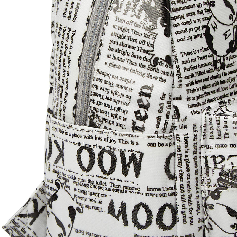 Baa Baa Sheepz Backpack Newspaper White - Medium