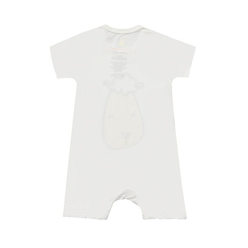 Romper Short Sleeve Smiley Baa Baa White
