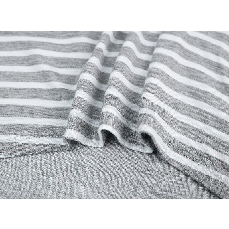 DooDooMooky Maternity & Nursing T-Shirt Small Doo Doo Mooky Face Stripe Grey & White with Grey