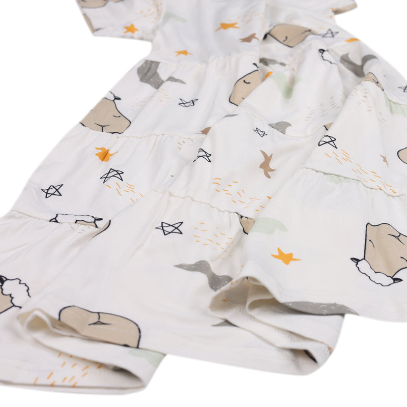Tiered Dress Goodnight Baa Baa White