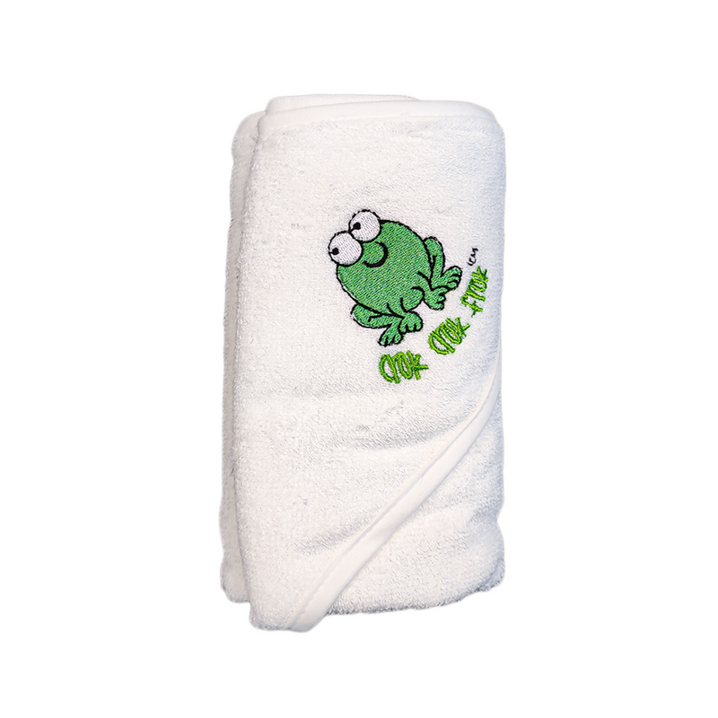 CrokCrokFrok Bamboo Hooded Towel for Baby & Toddler - White