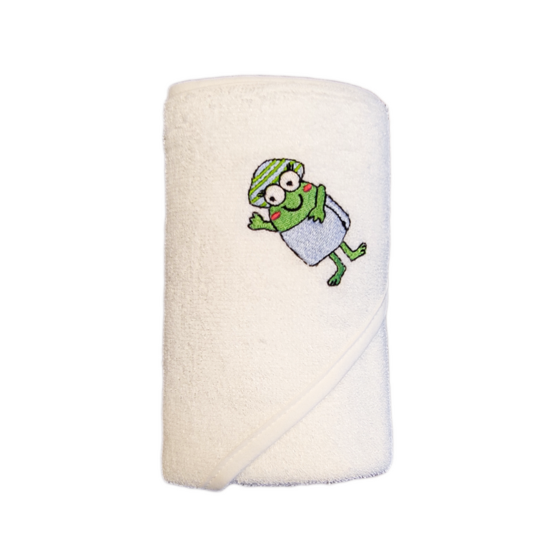 CrokCrokFrok Bamboo Hooded Towel Crok Mama for Baby & Toddler - White