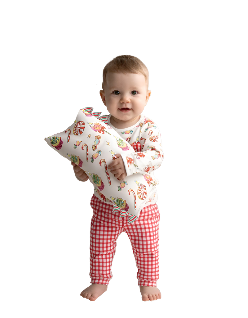 Pyjamas Set Christmas 3 White + Checkers Red