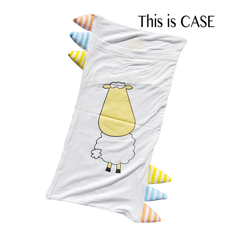 Bed-Time Buddy™ Case Front & Back Sheepz White with Stripe tag - Medium