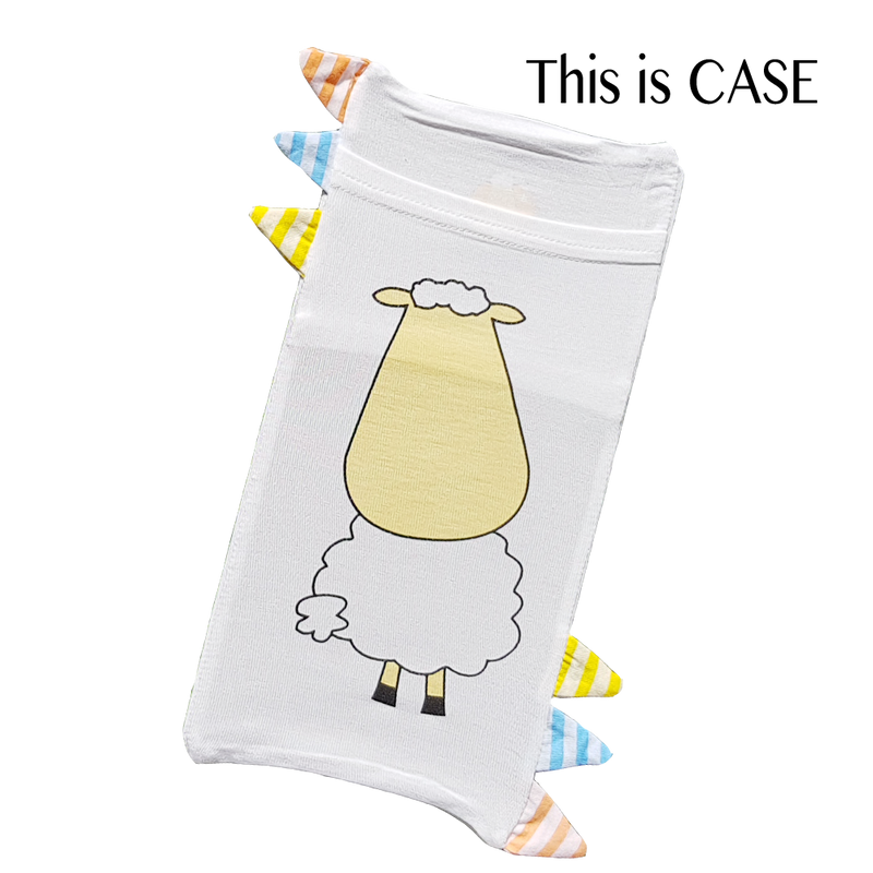 Bed-Time Buddy™ Case Front & Back Sheepz White with Stripe tag - Small
