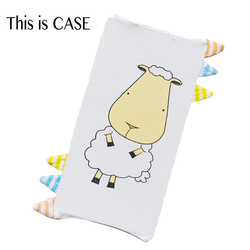 Bed-Time Buddy™ Case Front & Back Sheepz White with Stripe tag - Small
