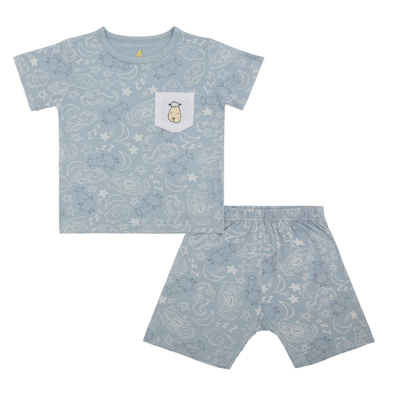 Short Sleeve Shirt Baa Baa in the Universe Blue + Shorts Baa Baa in the Universe Blue