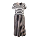 DooDooMooky Maternity & Nursing Dress Brown Striped Top with Brown Stripe Dress