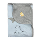 Double Layer Blanket Big Moon & Sheepz Blue with Blue Border - 36M