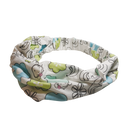 DooDooMooky - Hair Band - Mooky Flower White with Blue and Green Flower - Wide