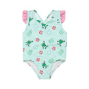 Girls Sleeveless Ruffle Swimsuit 005 Blue