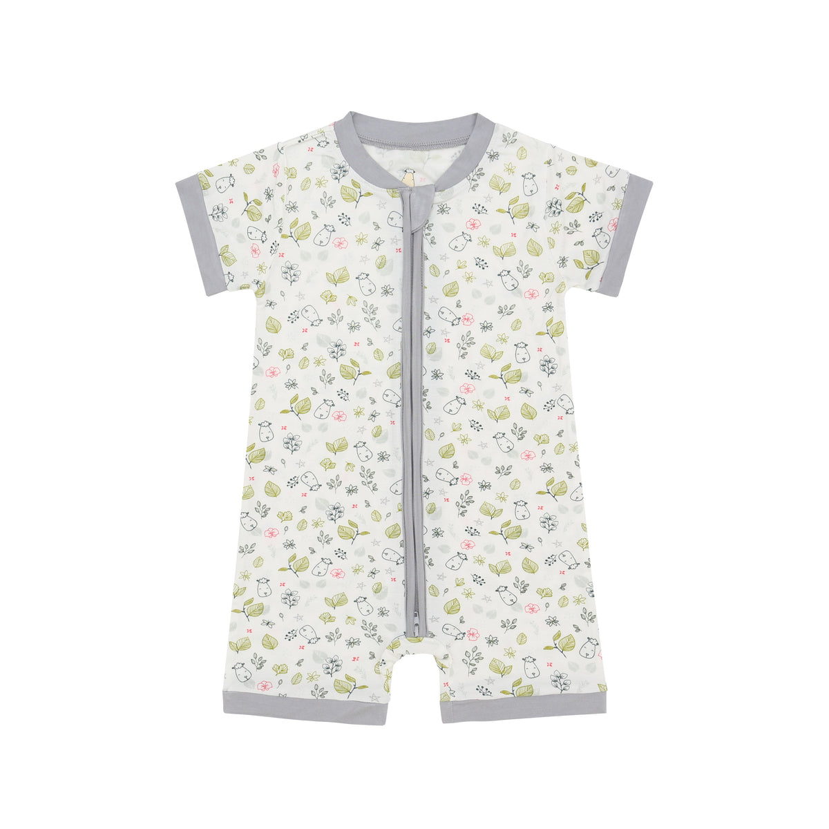 Romper Short Sleeve Zip Dream Garden A Cream