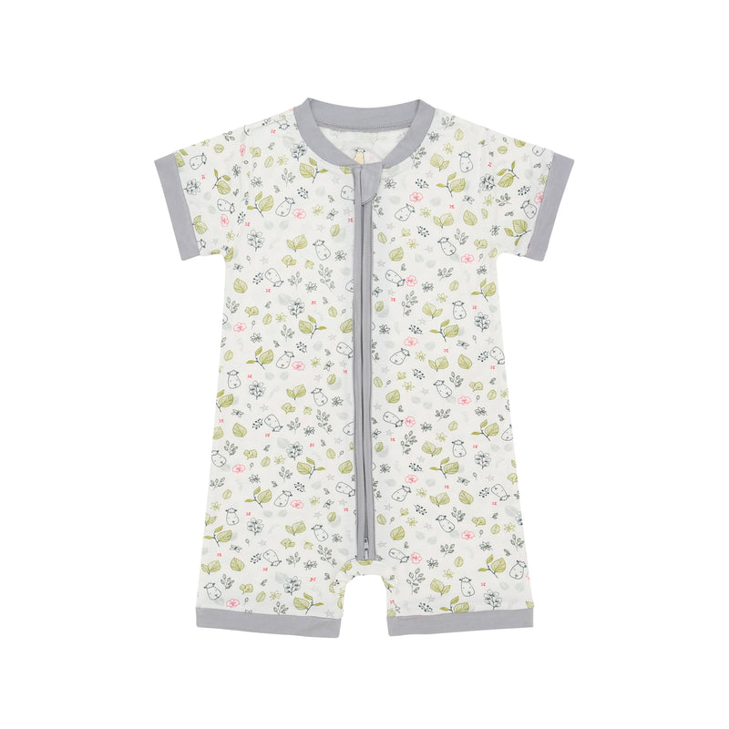 Romper Short Sleeve Zip Dream Garden A Cream