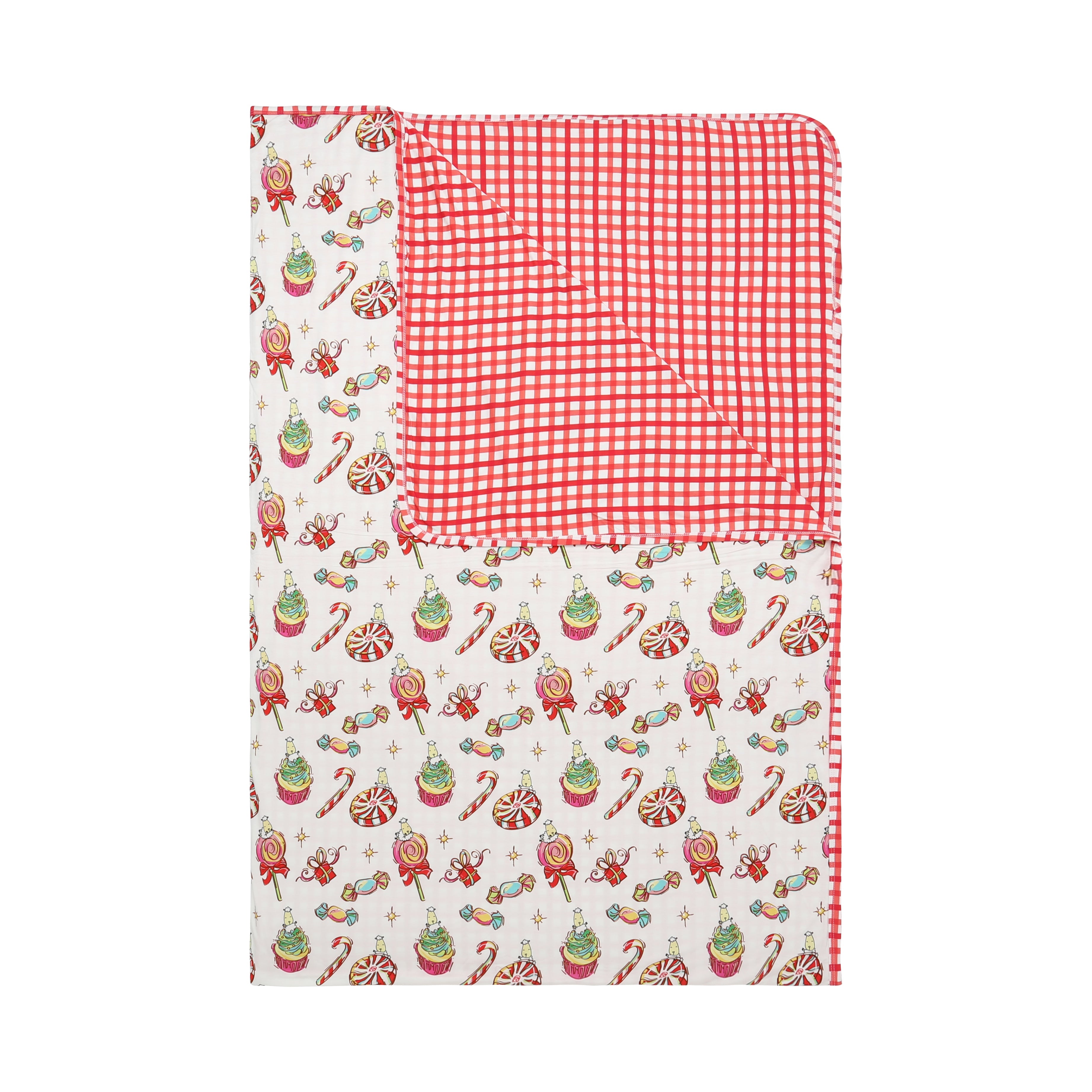 Double Layer Blanket Christmas 3 White + Checkers Red Adult