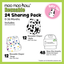 Sharing Package - 24 Moo Moo Kow® Diapers