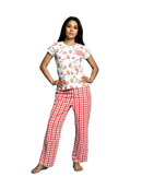 Short Sleeve Shirt Christmas 3 White + Long Pant Checkers Red