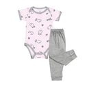 Short Sleeve Onesie Sweet Dreams Baa Baa Pink + Pant Cute Big Star & Head Grey