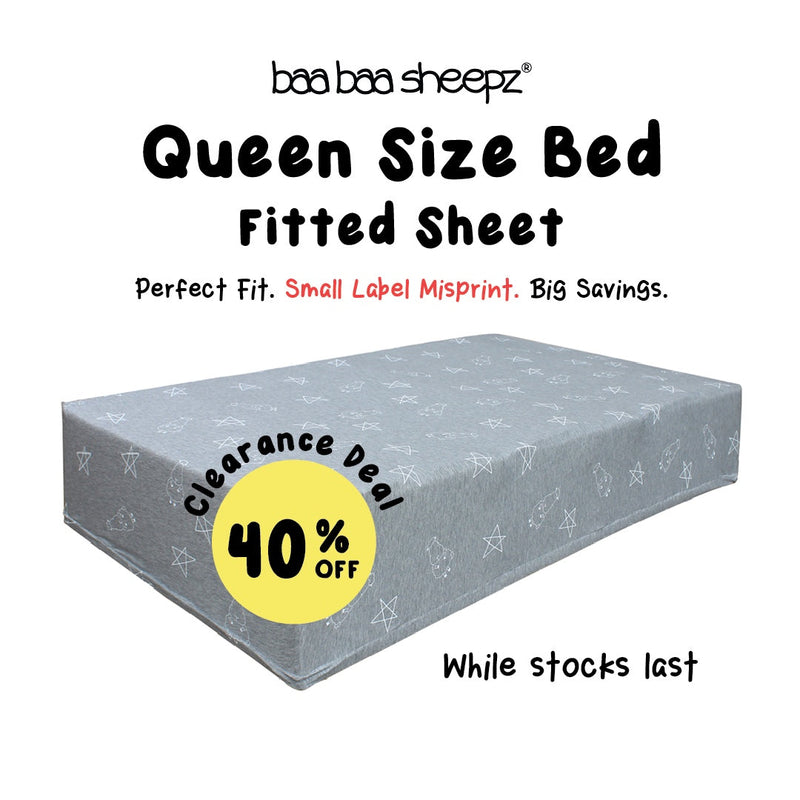 Mattress Sheet Big Star & Sheepz Grey - Queen