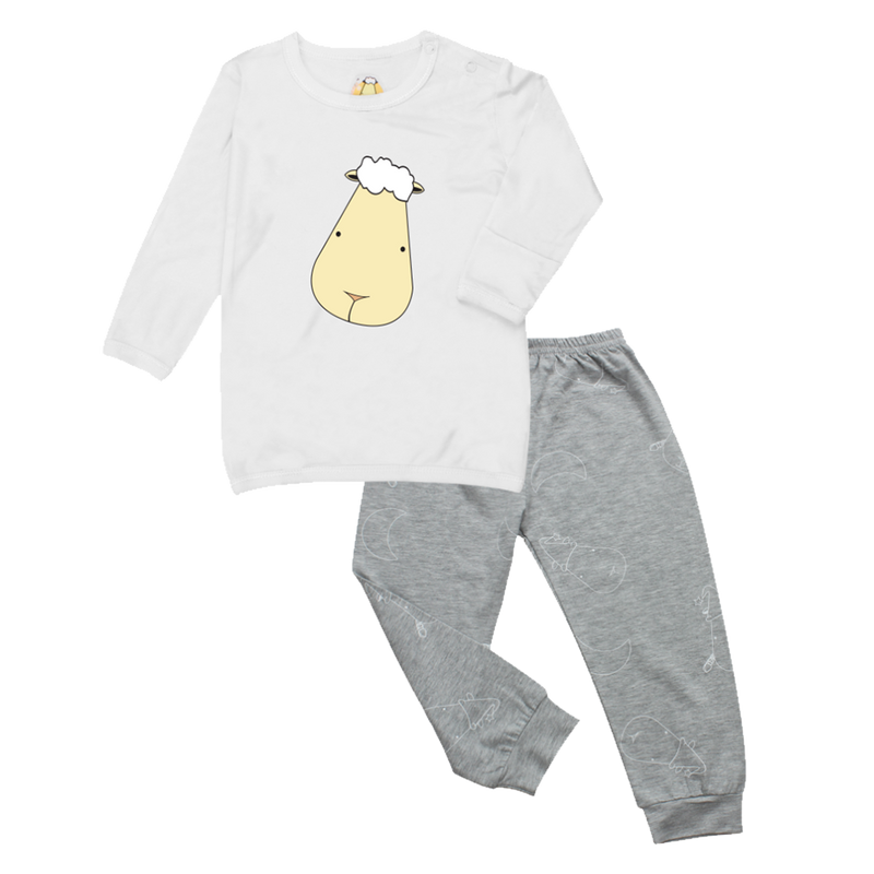 Pyjamas Set White Big Face + Grey Big Moon & Sheepz