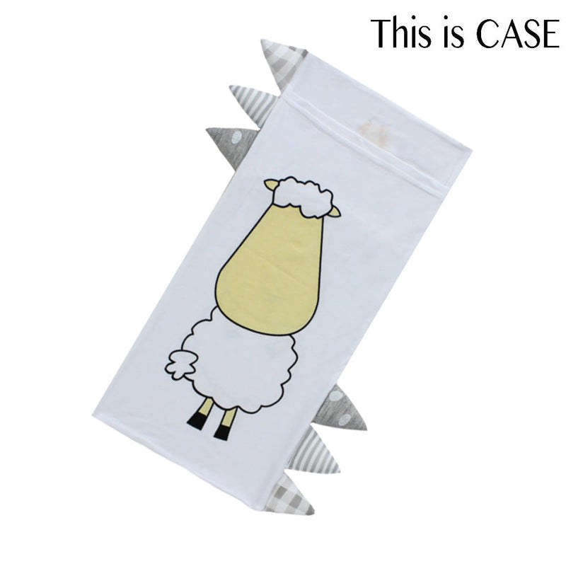 Bed-Time Buddy™ Case Front & Back Sheepz White with Stripe, Polka Dot & Checkers tag Grey - Medium