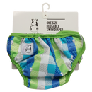 One Size Swim Diaper Checkers with Green Border