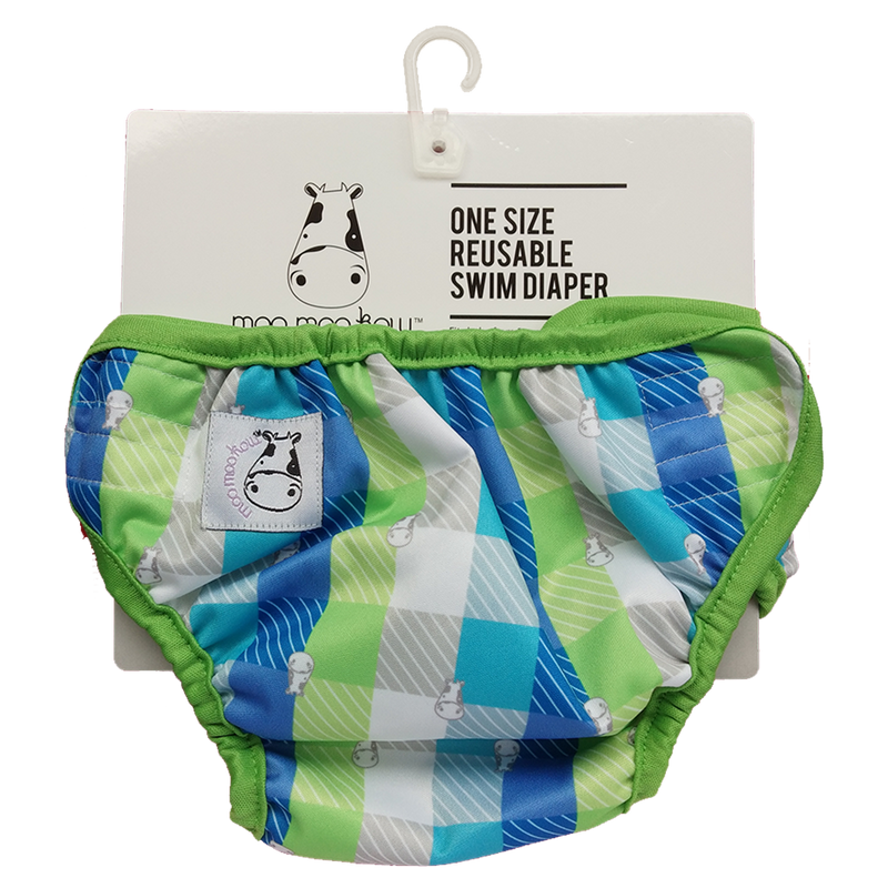 One Size Swim Diaper Checkers with Green Border