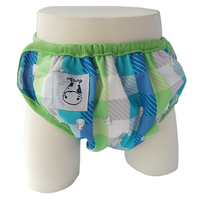 One Size Swim Diaper Checkers with Green Border