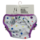 One Size Swim Diaper Dot Dot with Purple Border