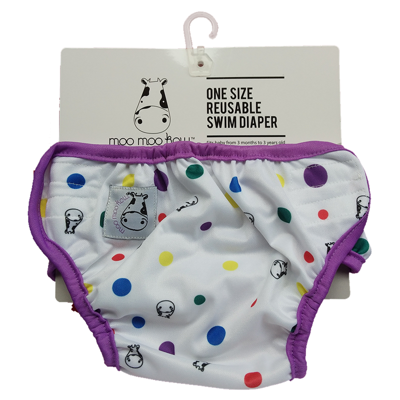 One Size Swim Diaper Dot Dot with Purple Border