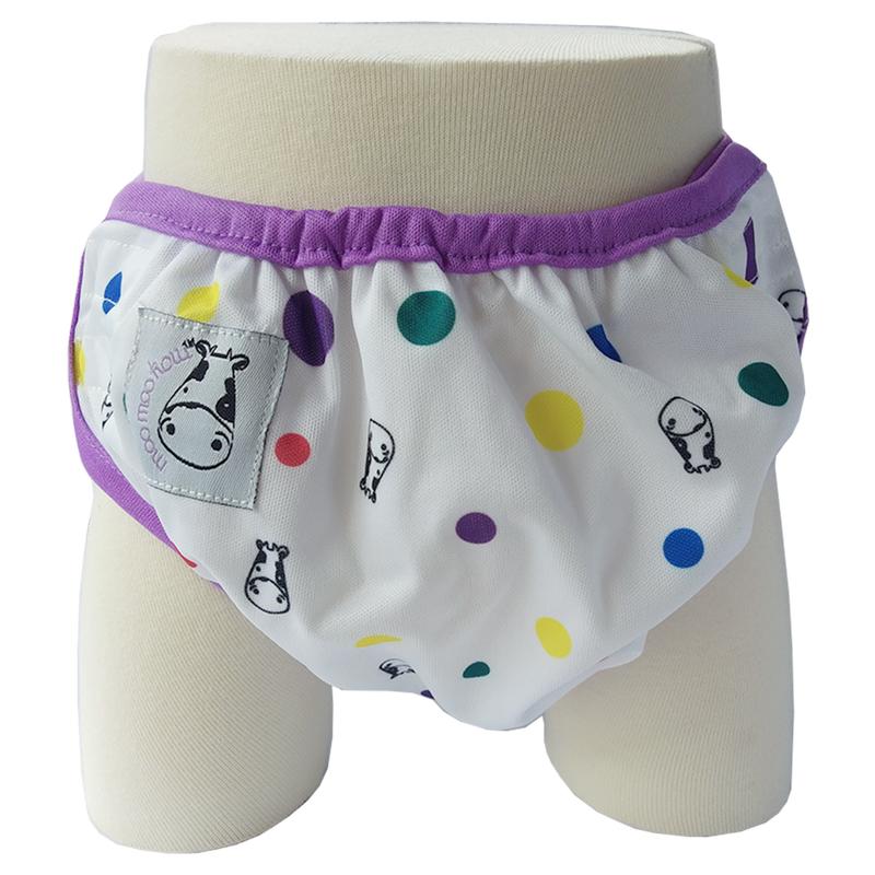 One Size Swim Diaper Dot Dot with Purple Border