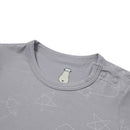 Romper Short Sleeve Cute Big Star & Head Grey