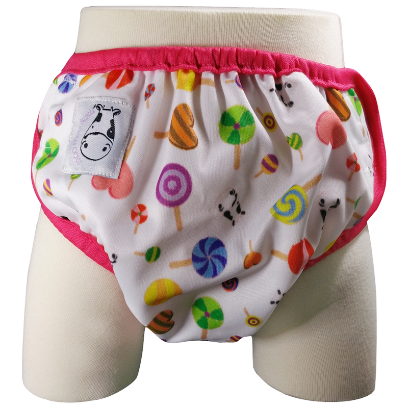 One Size Swim Diaper Lollipop with Pink Border