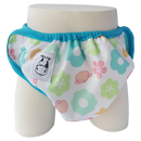 One Size Swim Diaper Mooky Flower with Blue Border