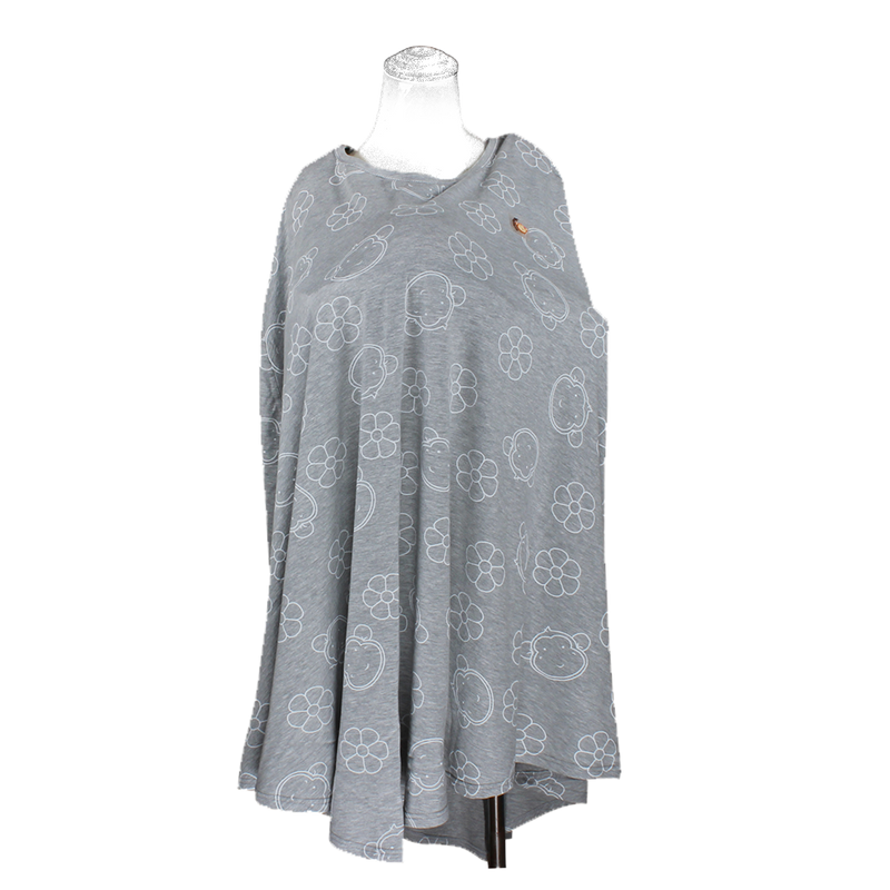 DooDooMooky Bamboo Nursing Cover Poncho Type Grey Mooky Flower