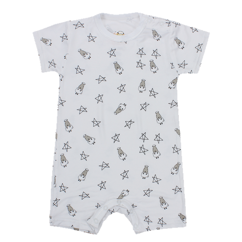 Romper Short Sleeve White Small Star & Sheepz