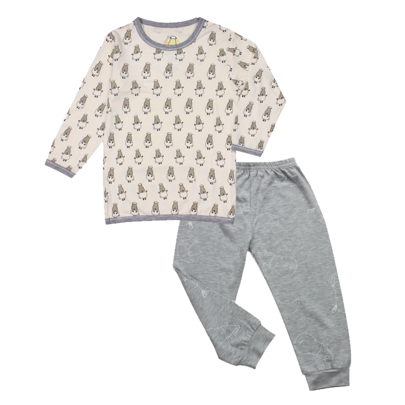 Pyjamas Set Yellow Small Sheepz + Grey Big Moon & Sheepz