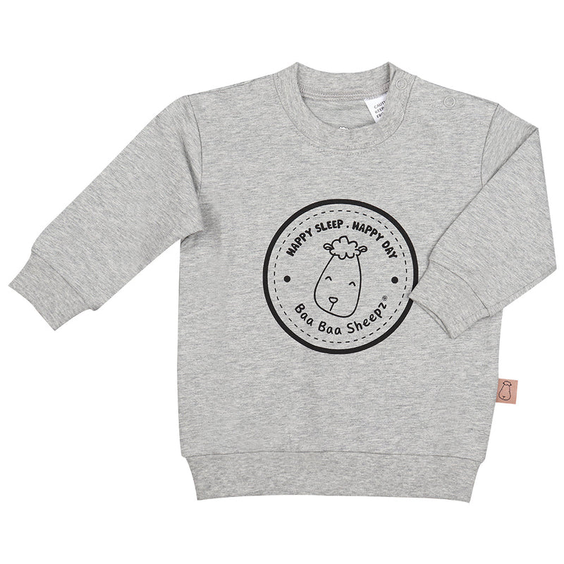 Unisex Long Sleeve Sweatshirt Happy Sleep Grey