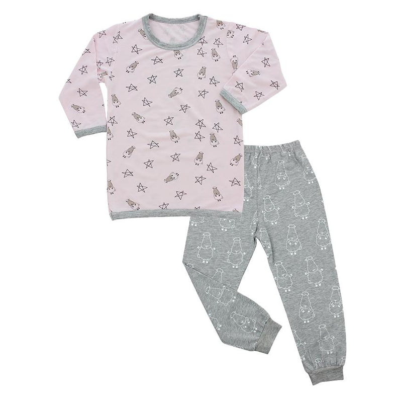 Pyjamas Set Pink Small Sheep & Stars + Grey Big Sheepz
