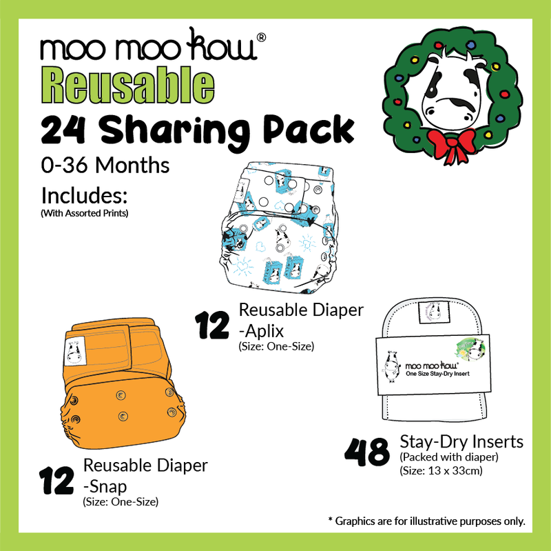 Sharing Package - 24 Moo Moo Kow® Diapers