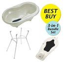Rotho Babydesign Value Bundle B, Bath Tub + Bath Seat + Bath Stand - Pearl White Cream
