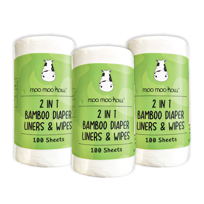 2 in 1 Bamboo Diaper Liners & Wipes (Bundle of 3)