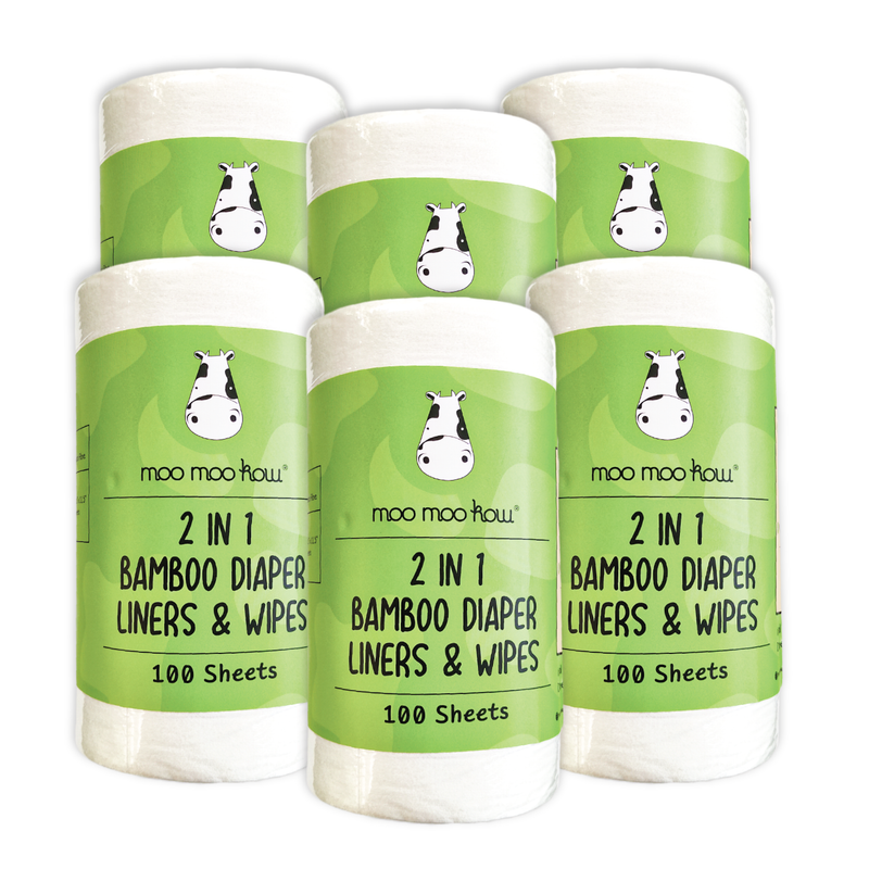 2 in 1 Bamboo Diaper Liners & Wipes (Bundle of 6)