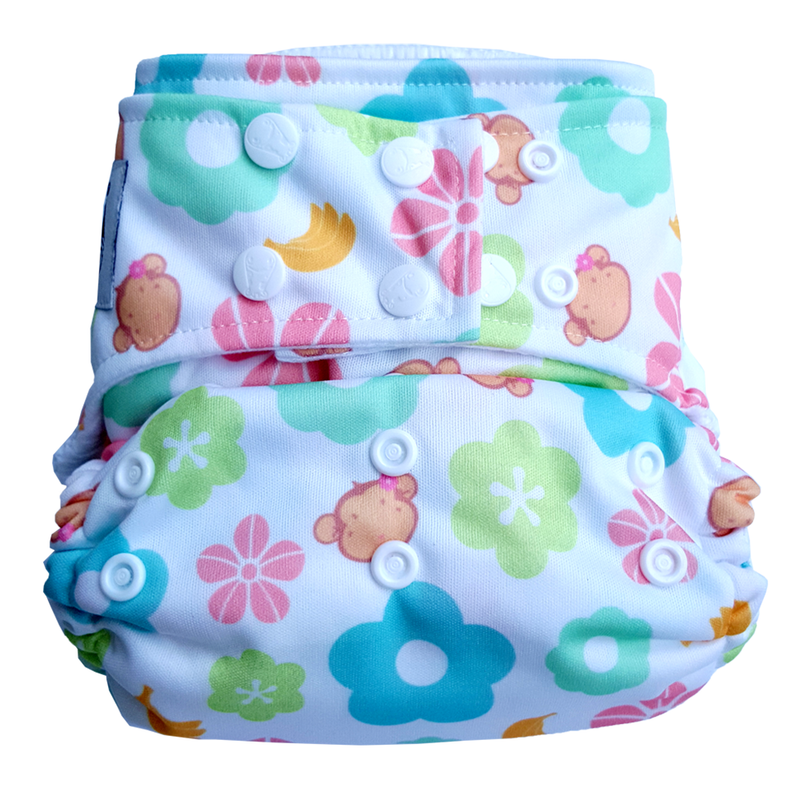 BAMBOO Cloth Diaper One Size Snap - Mooky Flower